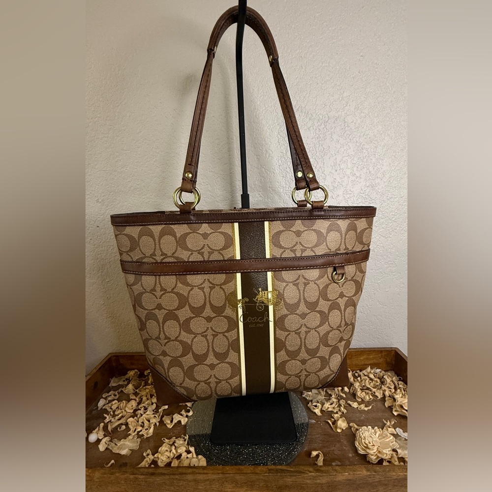 Coach Signature Stripe Tote